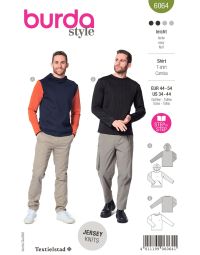 Burda Style Pattern 6064 Men's Classic Sweatshirt with Hood or Neckband