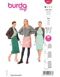 Burda Style Pattern 6073 Misses' Skirt in Three Lengths with Elastic, Slim Shape