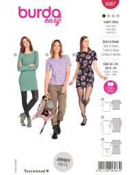 Burda Style Pattern 6087 Misses' Top, Dress – Figure Fitting with Scoop Neckline
