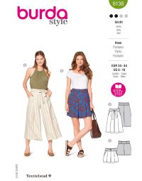 Burda Style Pattern 6138 Misses' Culottes, Trousers, Pants
