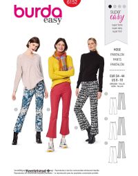 Burda Style Pattern 6152 Misses' Flared trousers or pants with a waistband and side zipper