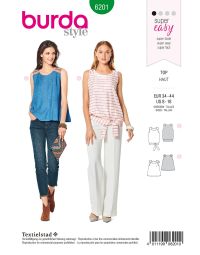 Burda Style Pattern 6201 Misses' Tank Top – Flared Form
 – with Waistband and Tie Bands