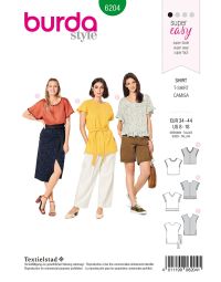 Burda Style Pattern 6204 Misses' Blouse Shirt – Over-cut Shoulders – 
V-neck in Front or Back