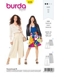 Burda Style Pattern 6226 Misses' Bermudas – Culottes – Pleats at Waistband