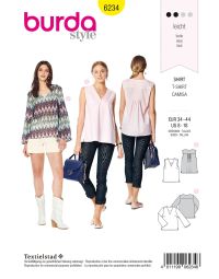 Burda Style Pattern 6234 Misses' Blouse – Top – V-Neck