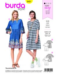 Burda Style Pattern B6401 Women's Swing Dress with Sleeve Variations