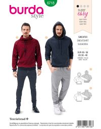 Burda B6718 Men's Pullover Hoodie Sewing Pattern