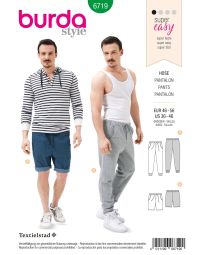 Burda B6719 Men's Jogging Trousers Sewing Pattern