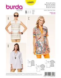 Burda B6809 Tops, Shirts, Blouses Sewing Pattern