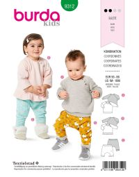 Burda Style Pattern 9312 Babies' Coordinates, Pull-On Top and Pants