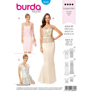 Burda B6646 Women's Dress, Top & Skirt Sewing Pattern