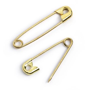 Safety Pins with coil brass 105d 3/0-1 gold col 19/23/27 mm