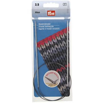 Circular Knitting Pins brass  silver col 60 cm 2.50 mm