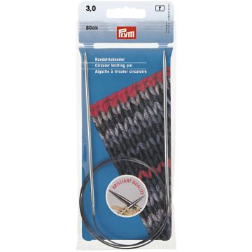 Circular Knitting Pins brass  silver col 80 cm 3.00 mm
