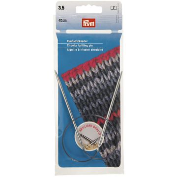Circular Knitting Pins brass  silver col 40 cm 3.50 mm