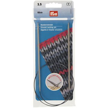Circular Knitting Pins brass  silver col 60 cm 3.50 mm