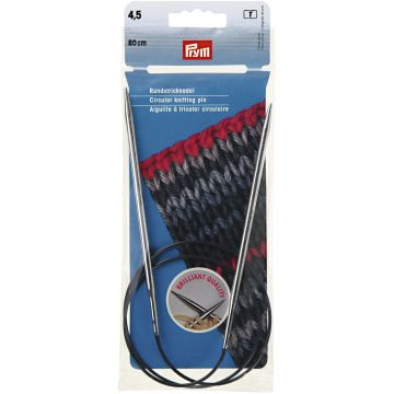Circular Knitting Pins brass  silver col 80 cm 4.50 mm