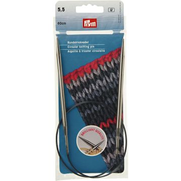 Circular Knitting Pins brass  silver col 60 cm 5.50 mm