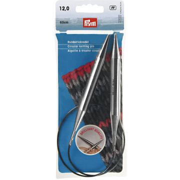 Circular Knitting Pins brass  silver col 60 cm 12.00 mm
