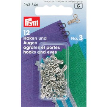Hooks and Eyes brass 3 silver col #PR263227