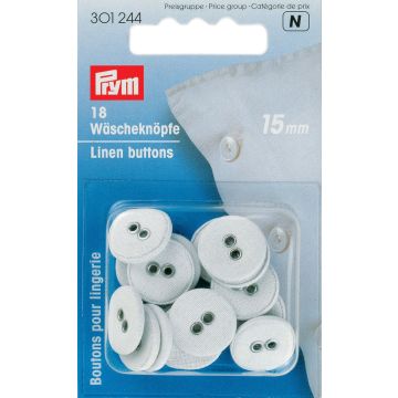 Linen Buttons 15 mm white