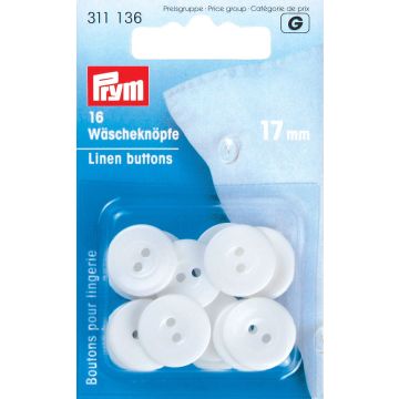 Linen Buttons plastic 17 mm white