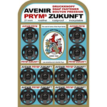 Sew-On Snap Fasteners Zukunft brass black 21 mm