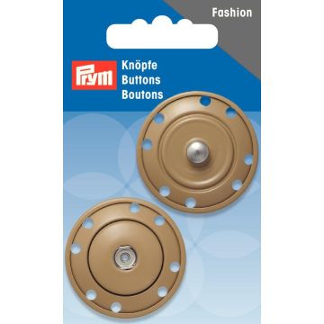 Sew-on snap fastener 35 mm beige