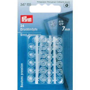 Sew-On Snap Fasteners plastic transparent round 7 mm #PR347155