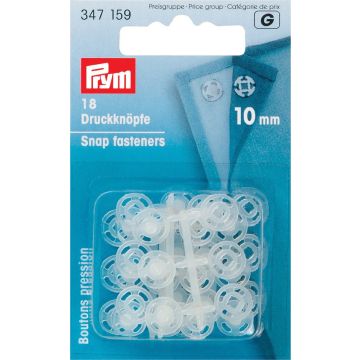 Sew-On Snap Fasteners plastic transparent round 10 mm #PR347159