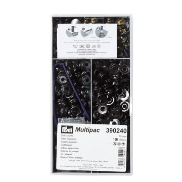 Non-sew fasteners SPORT&CAMPING brass black oxidized 15 mm #PR390240