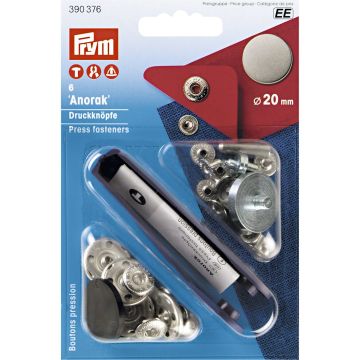 Non-sew fasteners ANORAK flat antique steel matt 20 mm