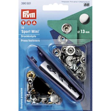 Non-sew fasteners SPORT MINI brass silver col 13 mm