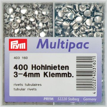Tubular Rivets 3 - 4 mm thickness brass silver col #PR403160