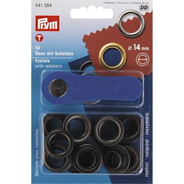 Eyelets+Washers brass black oxidized 14.0 mm