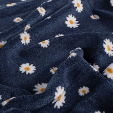 Nicky velour fabric Flowers Navy
