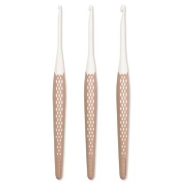 PRYM Ergonomic Wool Crochet Hooks set taupe 3,4,5mm 218595