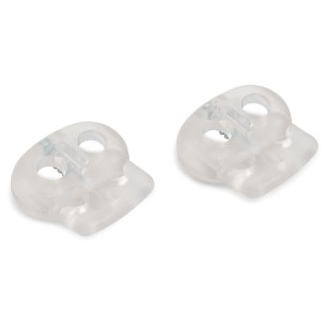 Cord Stops 2 holes plastic transparent