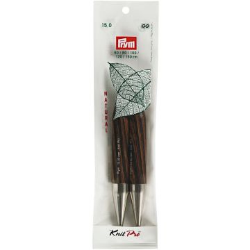 Knitting pin points long NATURAL 12.8 cm 15.00 mm multi col